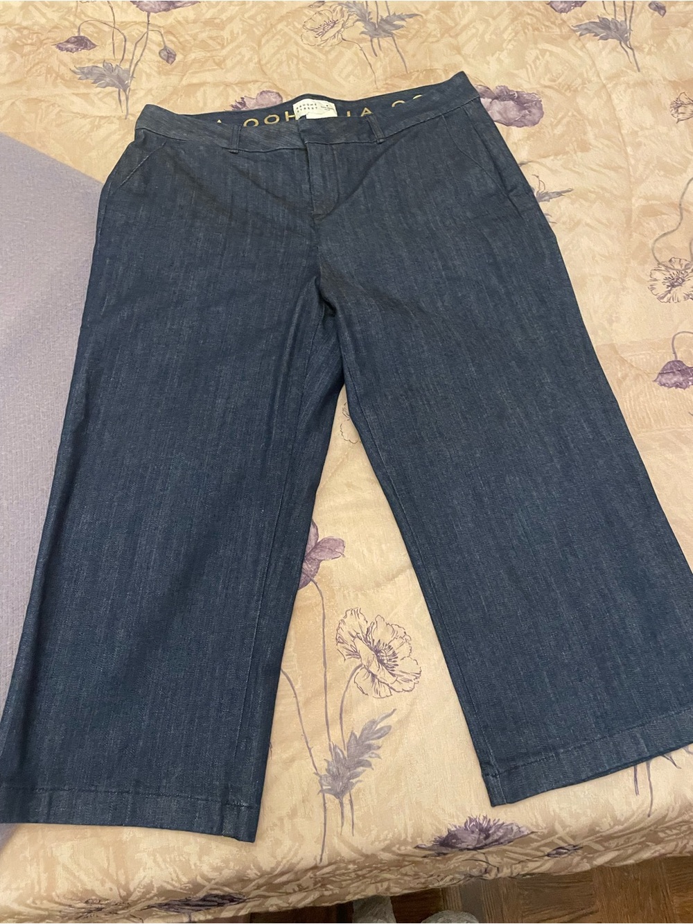 kate spade navy denim jeans with gold lettering